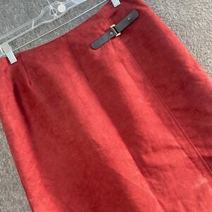 City Blues Koret A-Line Midi‎ Skirt Faux Suede Buckle Detail Career Casual 12